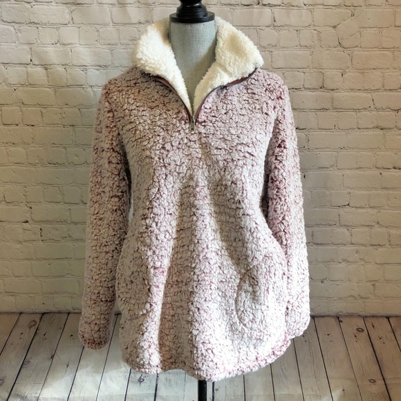 New! Cozy half-zip Sherpa sweater - Picture 2 of 8